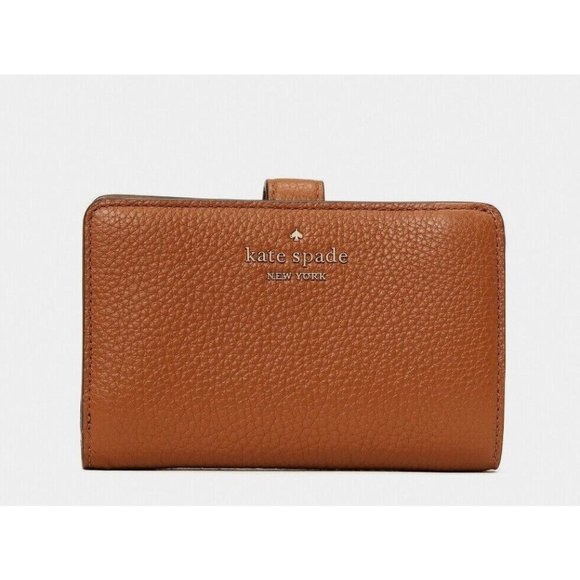 New Kate Spade Leila Medium Compact Bifold Wallet Leather Warm Gingerbread - Picture 1 of 3